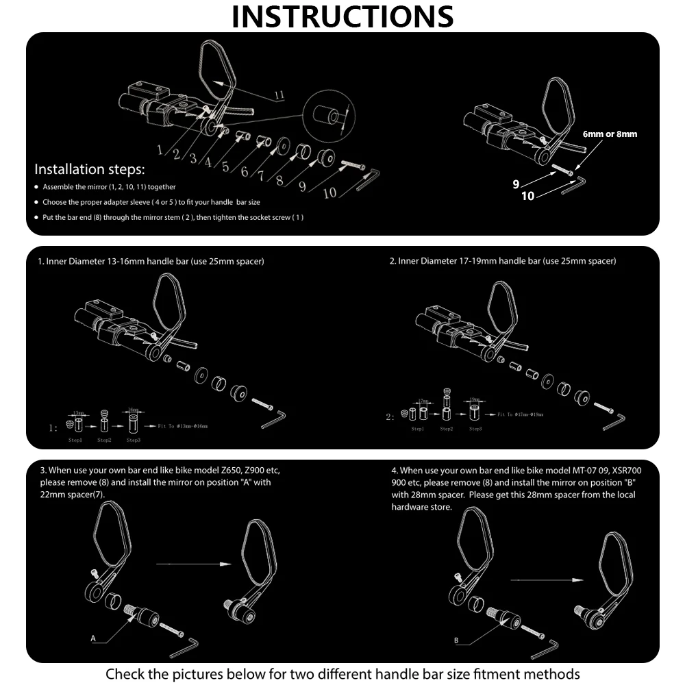 MT-07 MT-09 Ʈ̼  7/8 ġ 22mm ڵ   ̷  ̷ ߸ MT07 FZ07 FZ09 MT09 