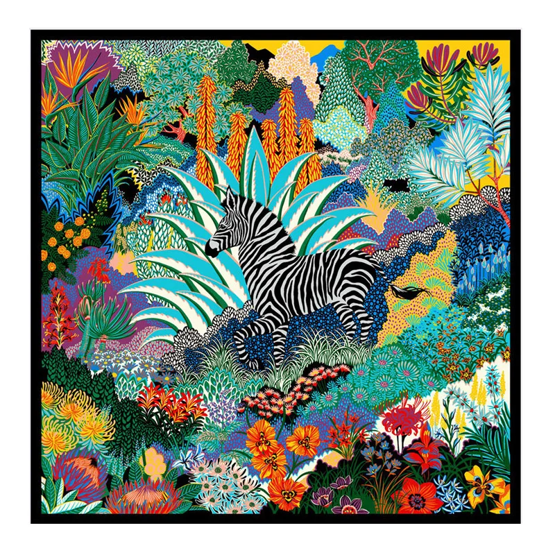LESIDA Pure Silk Scarf Women Large Shawls Stoles Tree Print Square Scarves Echarpes Foulards Femme Wrap Bandanas 130*130CM 1303 6