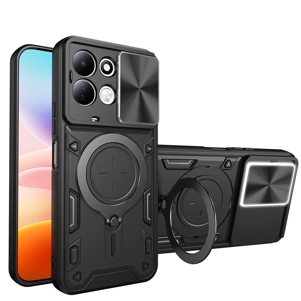 Slim Shockproof Kickstand Phone Case with Lens Protector