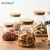 KEMORELA 1PCS Wood Lid Glass Airtight Canister Food Container Tea  Kitchen Storage Bottles Jar Sealed Grounds Jars Organizer 1