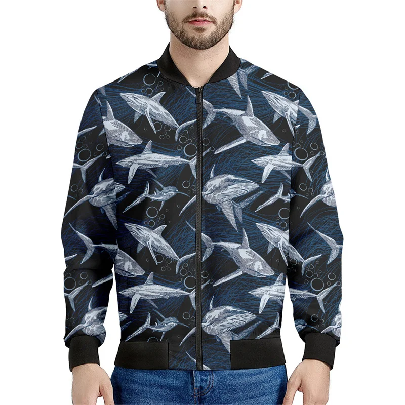 thumbnail image 1 of Chaqueta con cremallera con estampado de tiburón de dibujos animados para hombres y niños, sudadera con capucha con estampado 3D de animales del océano y peces, chaquetas de calle geniales, abrigos, 1 of 4
