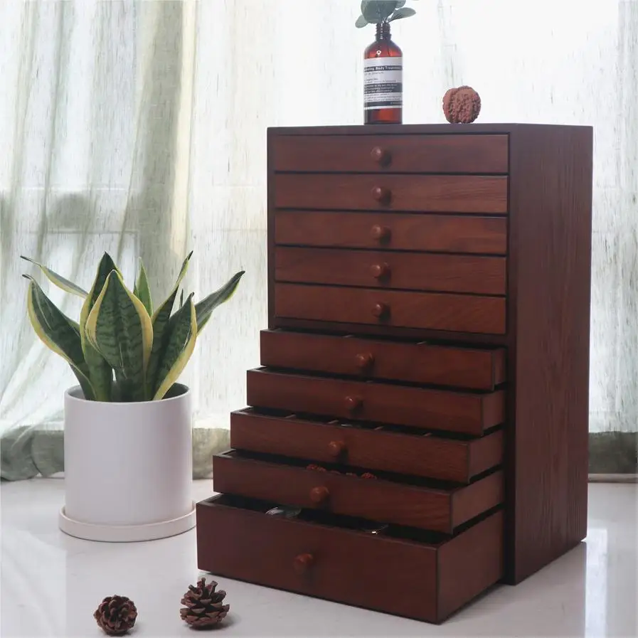 Ten Layer Drawer Type Wooden Jewelry Box Extra Large Capacity Women Ring Necklace Storage Box Wedding Birthday Christmas GiftNew