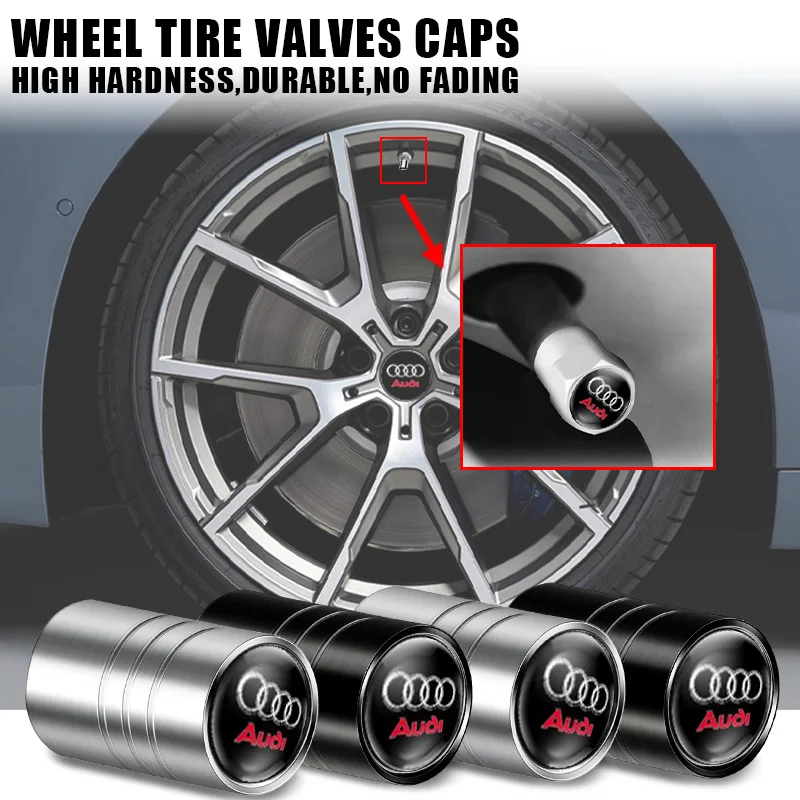 Elegant Metal Car Tire Valve Stem Caps - Set of 4