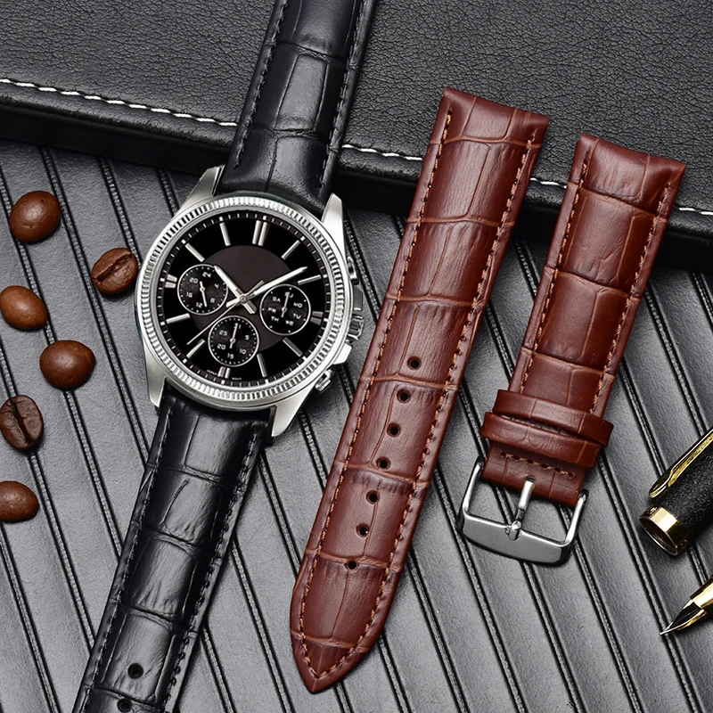 Premium Cowhide Leather Watch Strap - Business Style Bracelet, Available in 18mm, 20mm, 22mm
