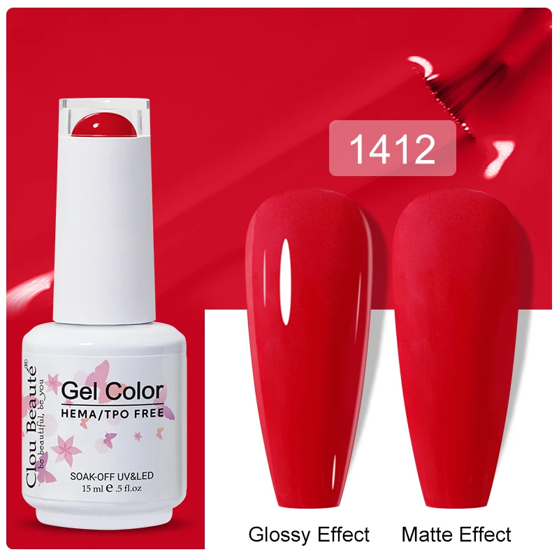 Clou Beaute 15ml Black Red Semi-Permanent Gel Nail Polish