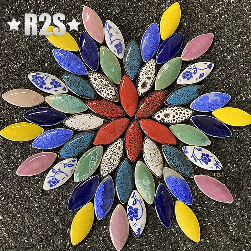 

100g Multi Color Irregular Ceramic Mosaic Tiles DIY Mosaic Making Stones for Craft Hobby Arts Wall Decoration Petal arte oval