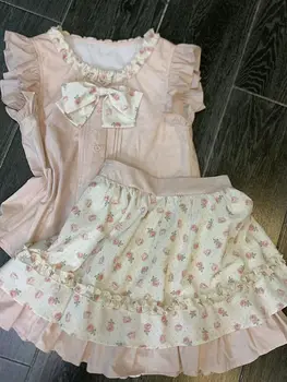 Summer Cute Girl Bow 2 Piece Dress set Pink Sweet 2000s Kawaii Shirt Short skirt Y2k Women Sexy Gyaru Party Dresses Kpop Clothes 1