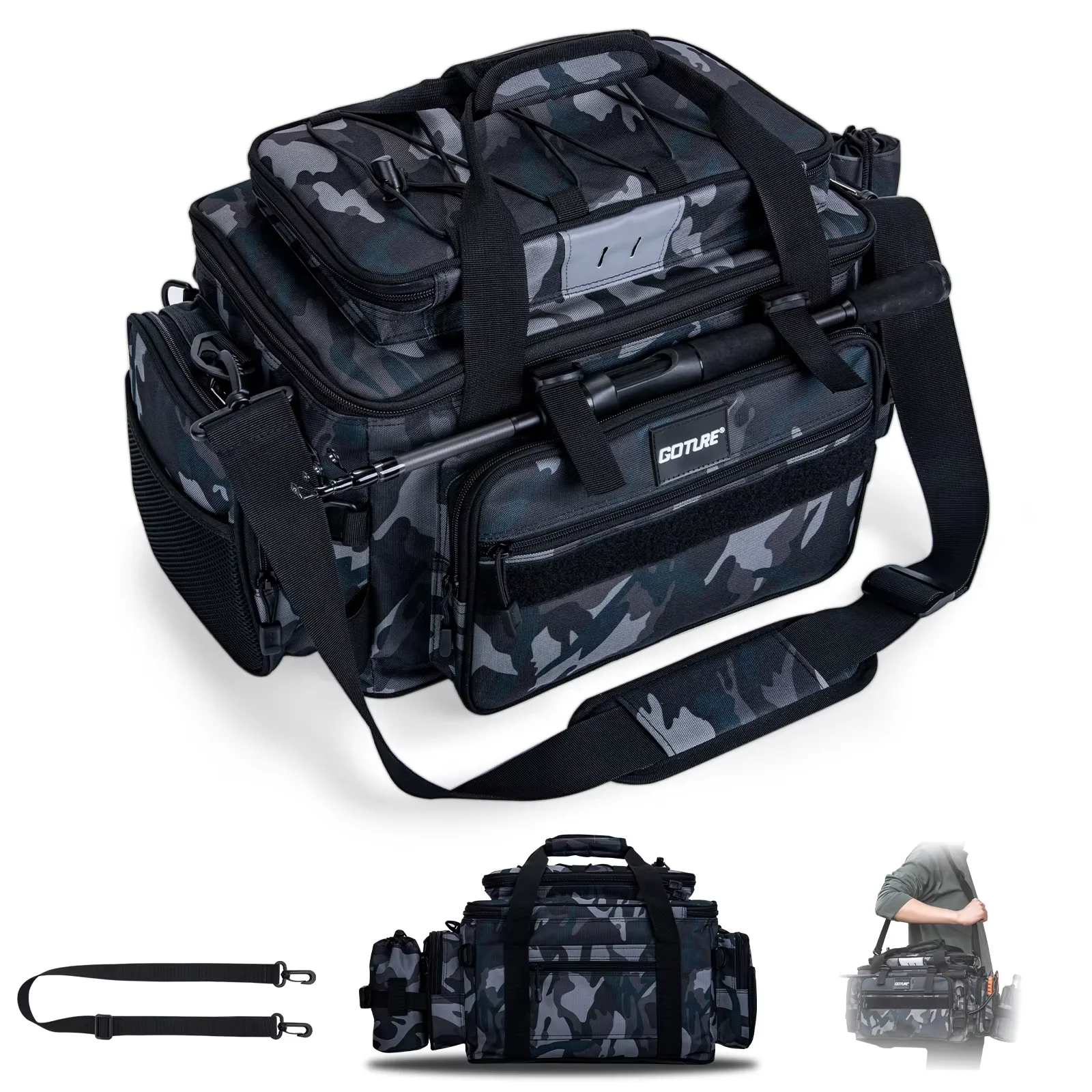 Sac à dos étanche Goture pour matériel de pêche - Grande capacité 37x24x29cm multifonction