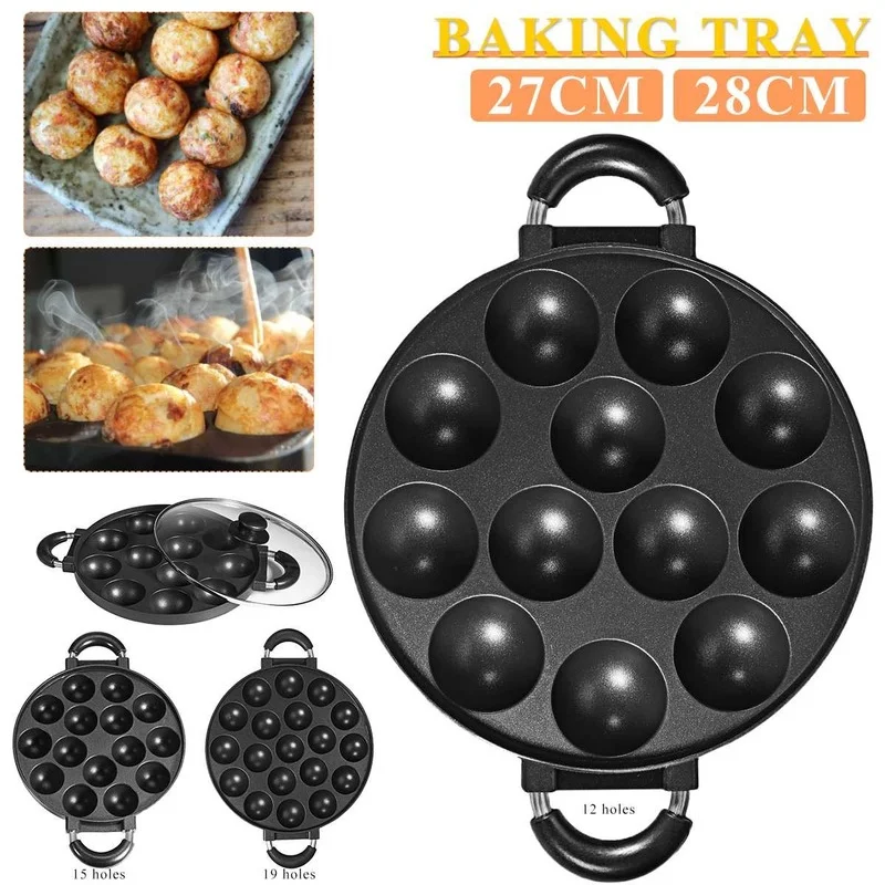 Holes Takoyaki Maker Grill Pan Octopus Ball Plate Home Cooking Baking Forms Mold Tray Baking Pan