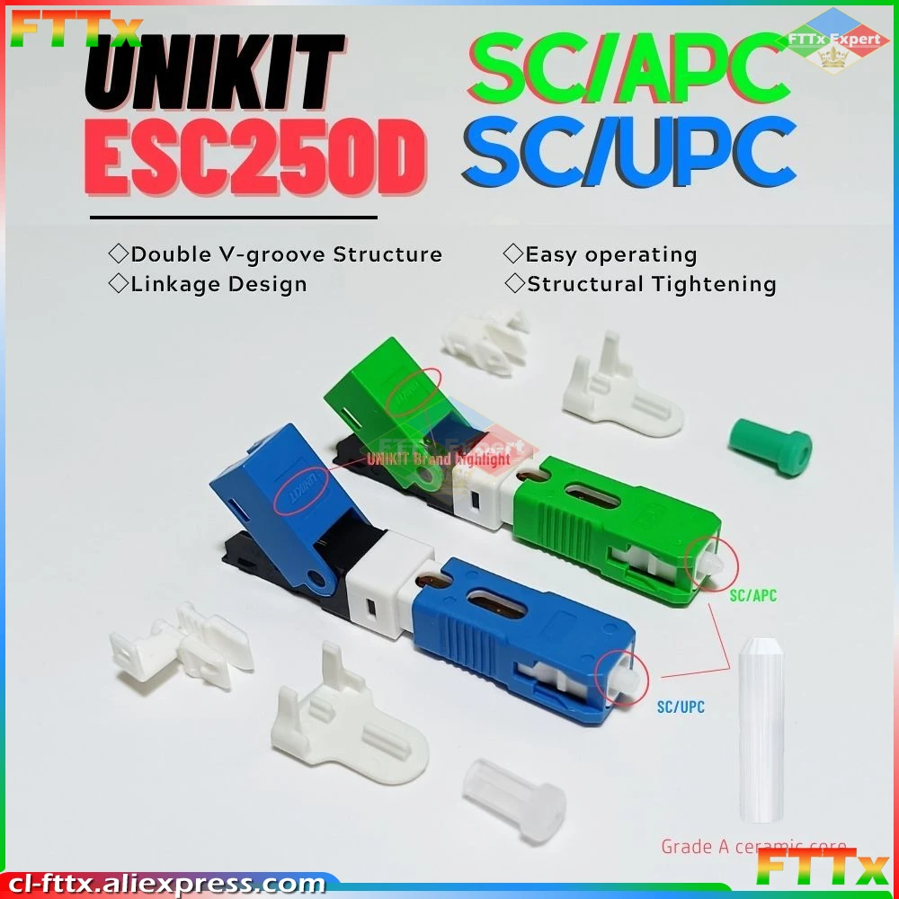 FTTH UNIKIT ESC250D SC APC UPC Single-Mode Fiber Optic Quick Connector FTTH SM Optic Fast Connector