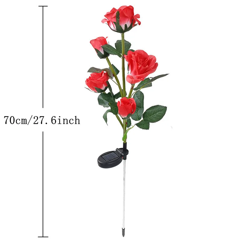 Solar Lights 5 Heads Outdoor Decorative Rose Flower Lawn Lamp for Garden