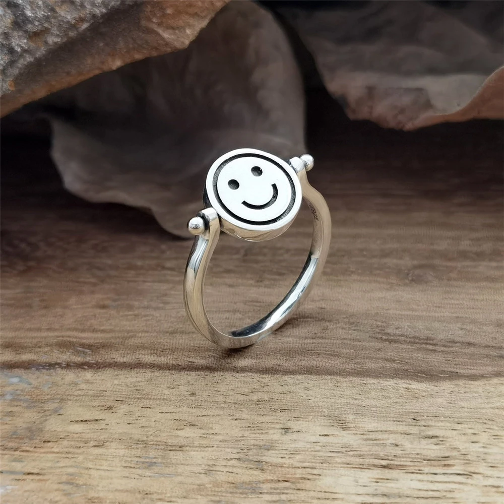 Silver ring 2024 smiley face