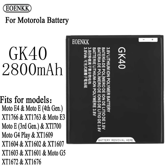 GK40 2800mAh Battery Fits For Motorola Moto G4/E5 Play E4 XT1607