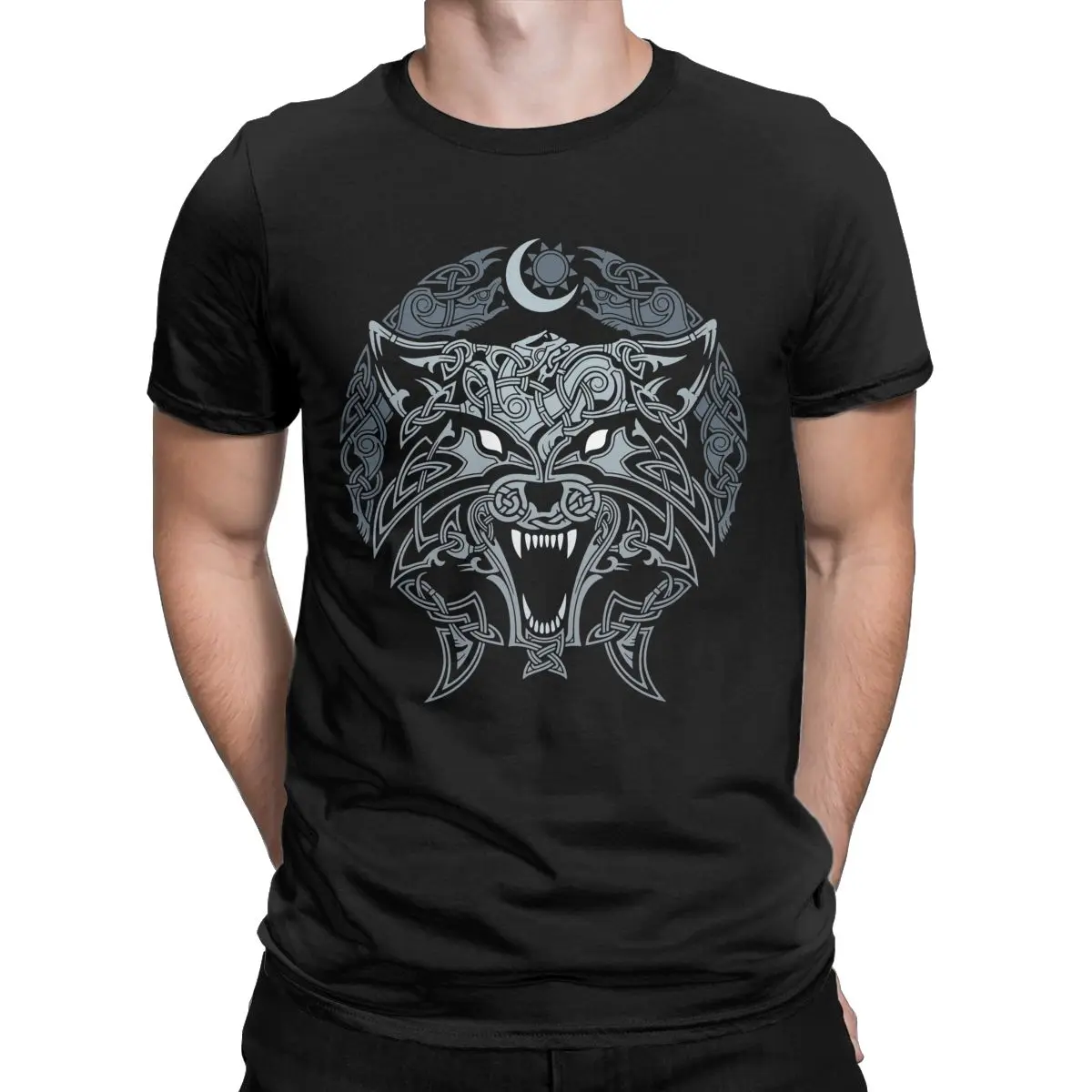 

Wolves Of Ragnarok Viking Men T Shirt Nordic Mythology Crazy Tee Shirt Short Sleeve Round Collar T-Shirts Cotton Gift Clothing