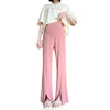 Thin Summer Pregnant Woman Belly Pants 2024 New Fashion Front Split Maternity Empired Trousers Solid Color Pregnancy Boot Cuts 5