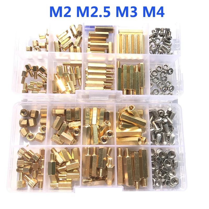 240120pcs M2 M2.5 M3 M4 Male Female Brass Hex Column Standoff Support