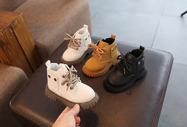 Children's Fashion Front Lace Up Soft Sole Anti Slip Warm Snow Boots Girls' Plush Casual Cotton Shoes