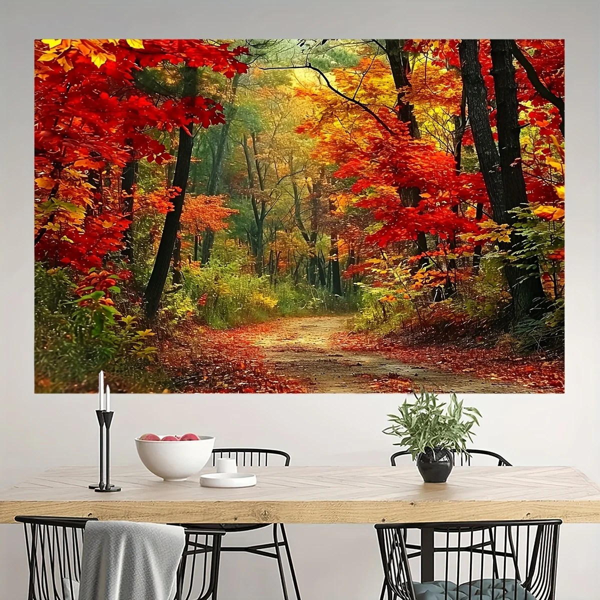 1 Stück lebendiger Herbstwald-Fotohintergrund – majestätische Bergstraße mit goldenen Blättern – ideal für Studio- und Banner-Dekoration – Detail 7