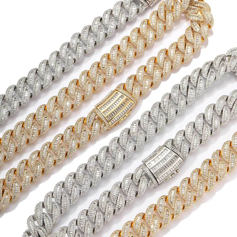 

15mm 20mm wide Hip Hop 3A+ CZ Stone Paved Bling Iced Out Big Heavy Round Cuban Miami Link Chain Necklaces for Men Rapper Jewelry