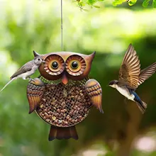 

Owl-shaped Bird Feeder Wild Bird Feeder With Metal Mesh - Outside Squirrel Proof Birdfeeder Decoration For Tree Garden Backyard