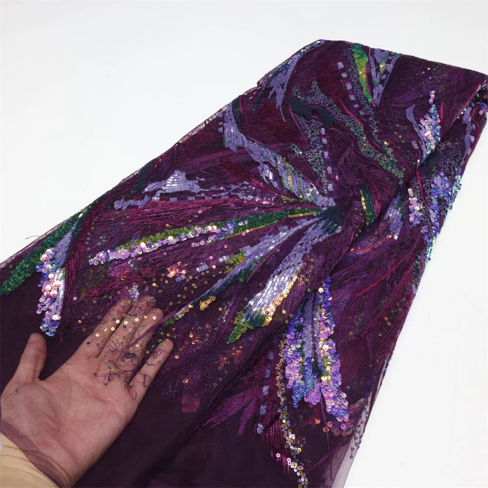 

High Grade African Organza Cutout Lace Clean Holed Sequins Voile French Textured Nigerian Fabric For Occasions Sewing LY2029