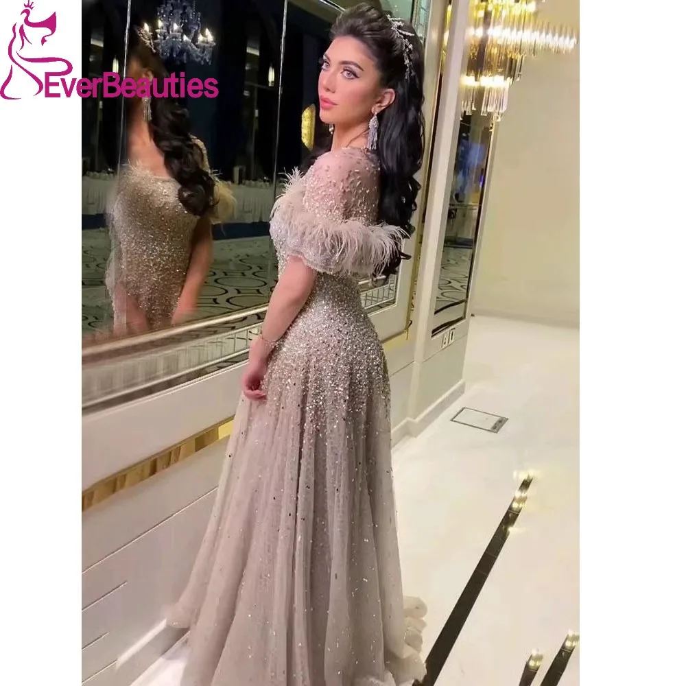 

Luxury Dubai Beaded Evening Dress Saudi Arabia Party Gowns Vestidos De Fiesta Elegantes Para Mujer Off Shoulder Prom Dress