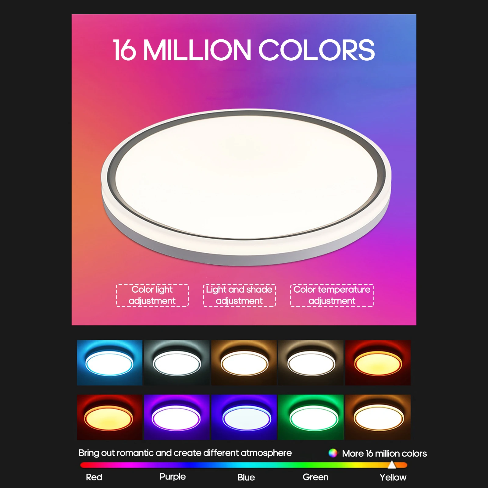 

Intelligent Ceiling Lamp Round Rim Luminous WIFI BT Remote Control RGBCW Dimmable Voice Control Living Room Bedroom Lamp