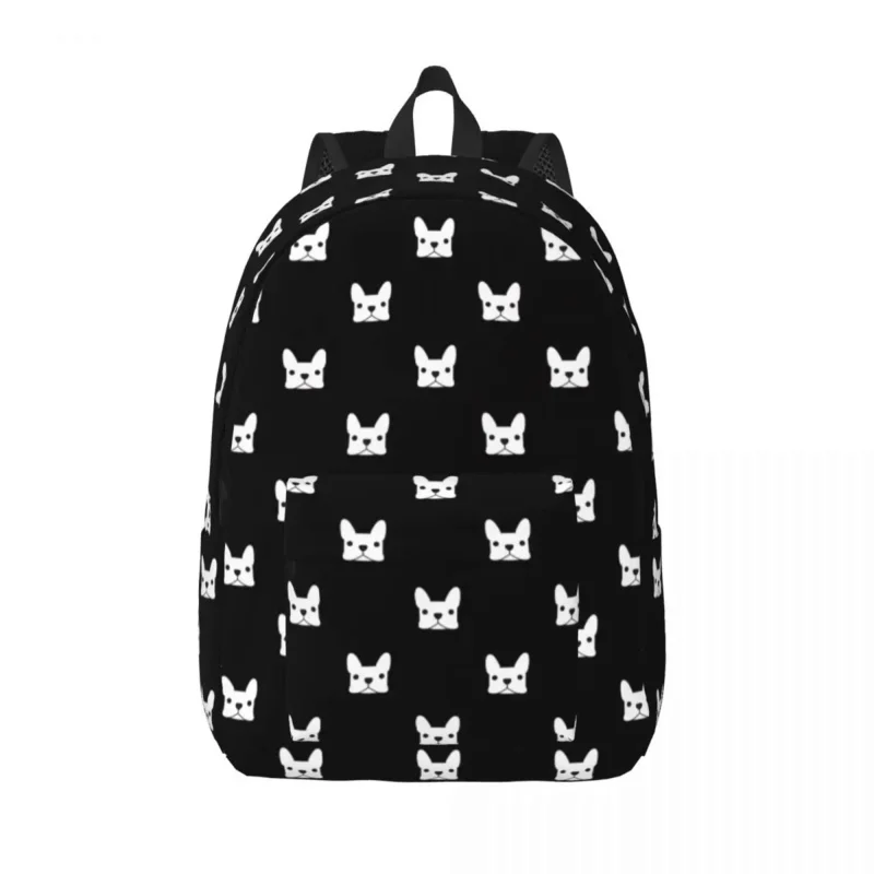 

French Bulldog Dog for Men Women Student School Bookbag Animal Canvas Daypack Middle High College with Pocket