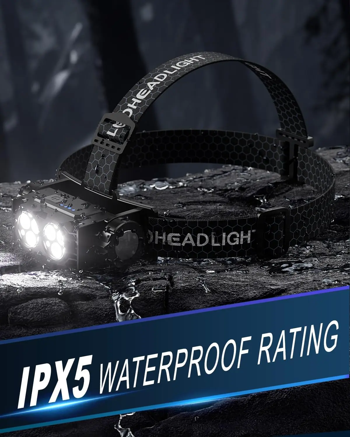 LED 충전식 헤드라이트 자석 캠핑 헤드 램프 헤드밴드 포함 야외 러닝 낚시용 방수 전면 헤드램프