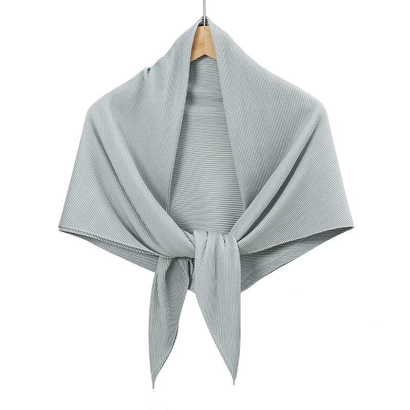 28 Colors Plain Crinkle Square Bubble Silk Pleated Hijab Women's Head Shawl Scarf Muslim Wrinkle Kerchief Solid Ramadan Stole 6