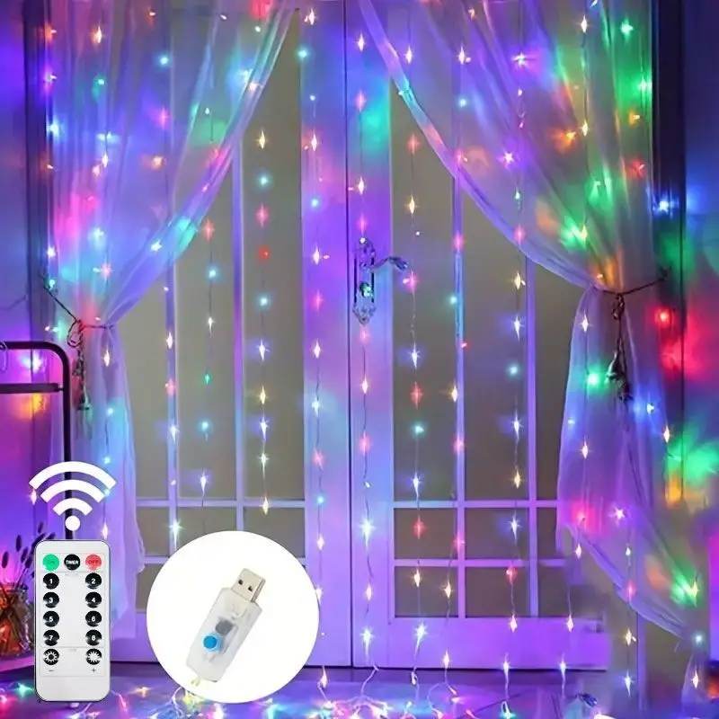 thumbnail image 1 of 3/4/6M 8 Mode LED Garland Fairy String Holiday Lamp Christmas Light USB Curtain Light Home Bedroom Party Yard Wedding Decoration, 1 of 4