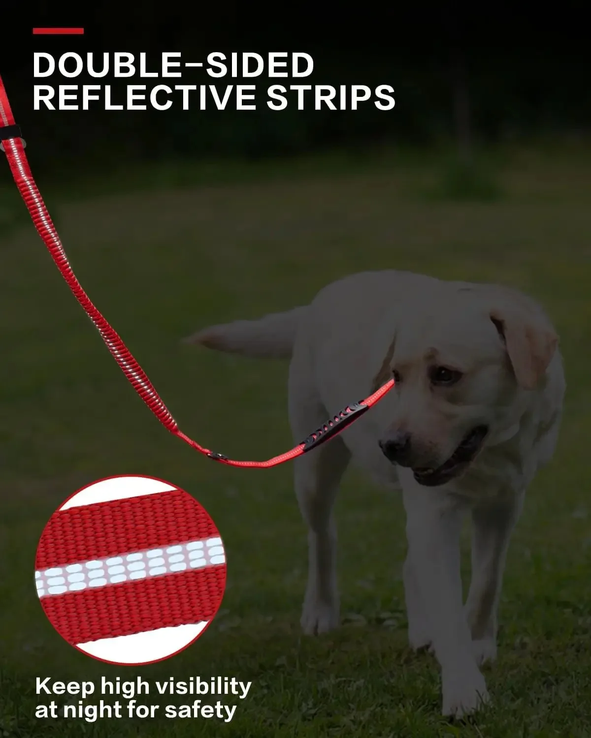 Tactical Dog Leash Heavy Duty, 4-6FT Shock Absorbing Bungee Lead with 2 Padded Handle, Metal Carabiner Clip, Car Seatbelt