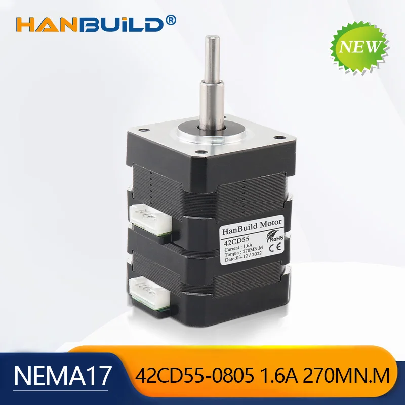 

1PCS Double layer stacked 1.6A 270mN.m 42 stepper motor 42CD55-0805 forward and reverse automatic micro stepping motor for CNC