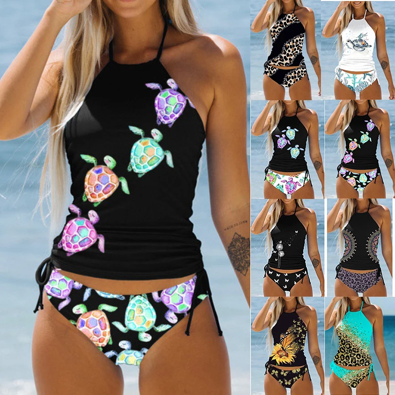 

2023 женский пляжный купальник, модный принт, танкини, модный сексуальный купальник, купальник, комплект бикини, летний купальник, комплект из двух предметов