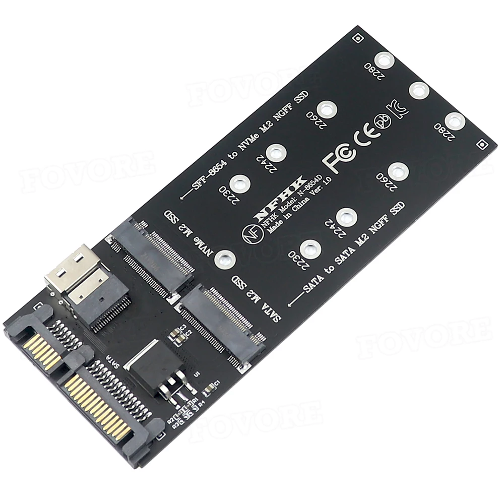 M2 SATA Adapter NVME to SFF-8654 Converter 22Pin SATA to M2