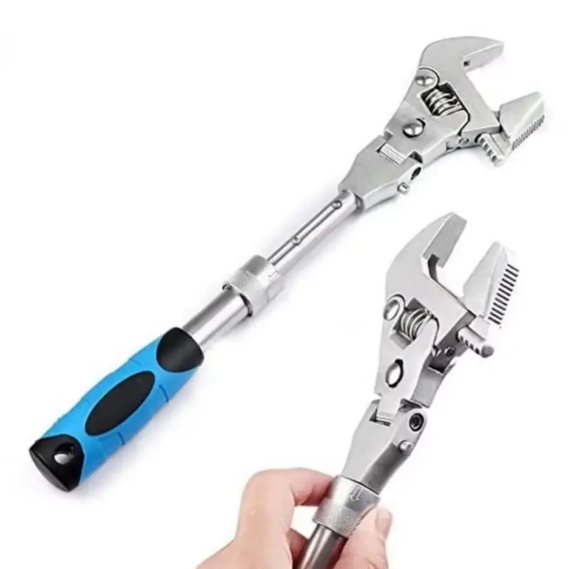 1 Pcs Multi Functional Five In One 10 Inch Extendable Adjustable Wrench Foldable Shaking Head Ratchet Wrench