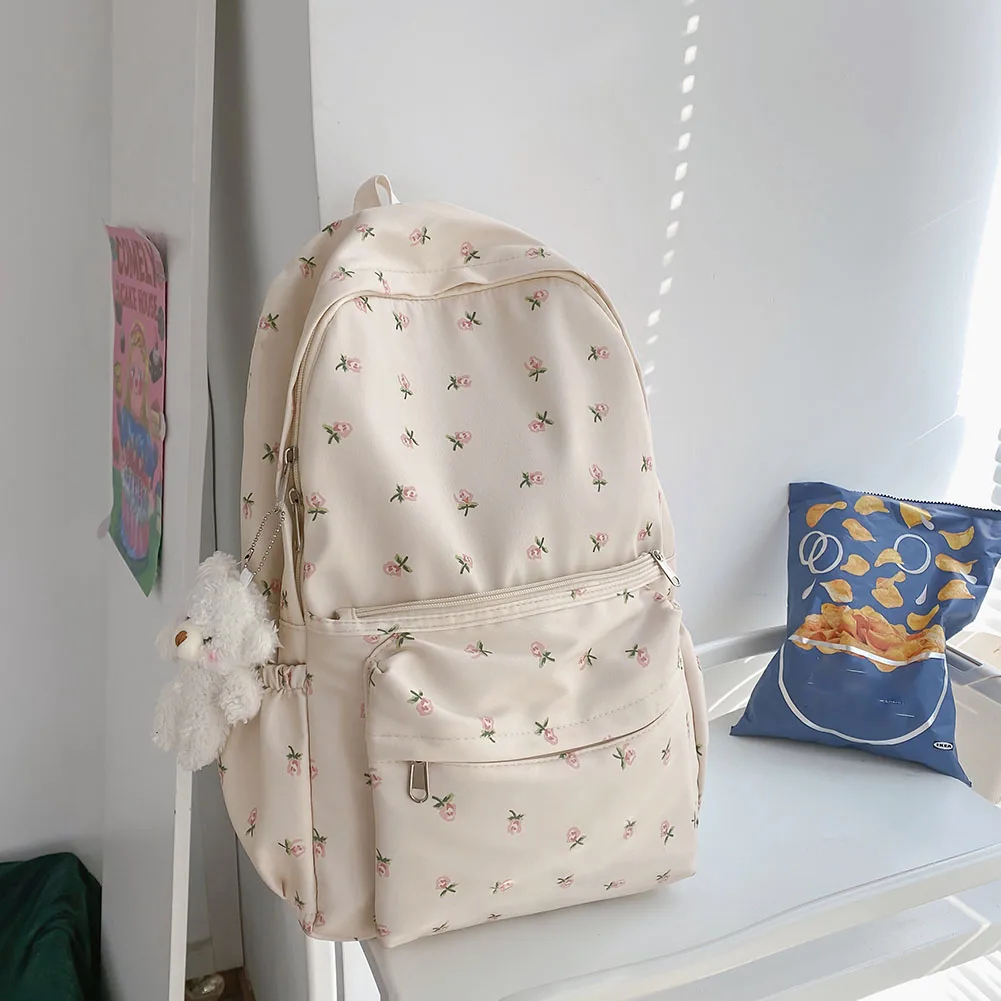 Girls College Backpack with Pendant Students Bookbag Large Capacity School Backpack Computer Backpack Aesthetic Backpack 3