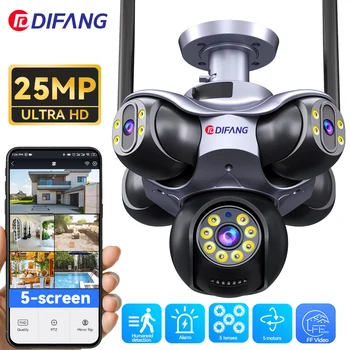 Nuovo schermo PTZ 720 da 25 MP 5 ° Telecamera WiFi a cinque obiettivi Protezione di sicurezza CCTV Telecamera di sorveglianza impermeabile a cinque schermi da 25 MP