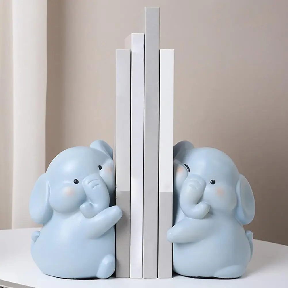 Cute Duck elephant Bookend Book Organizer Support Resin anti-Slip Decorative Bookends Set Bookshelves Study Desk Decorative