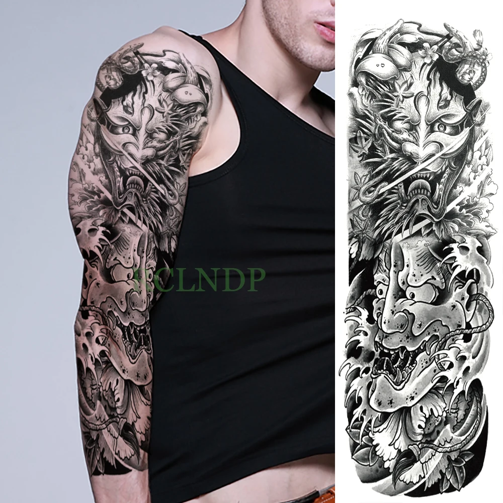 

Waterproof Temporary Tattoo Sticker Prajna Skull full arm large size fake tatto body art flash tatoo sleeve tato for men women