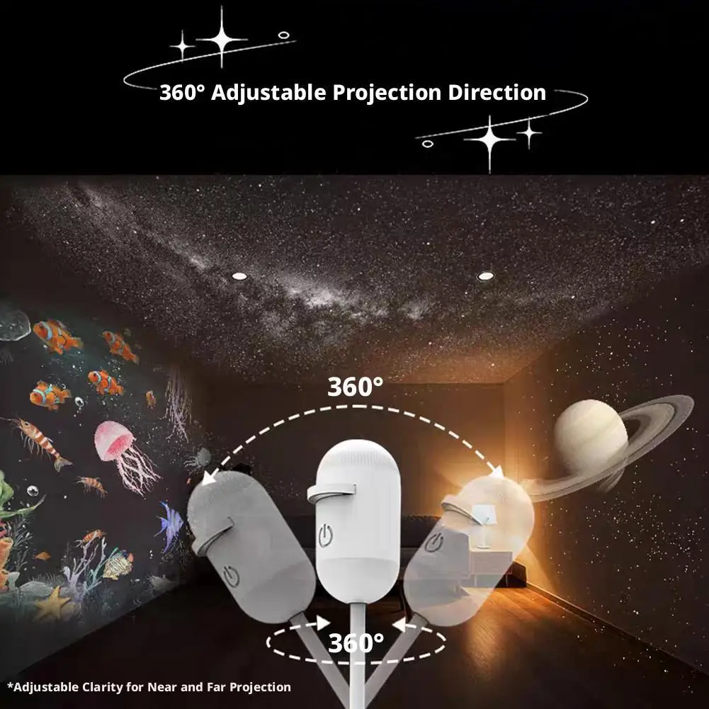 Starry Sky Ambient Night Light - Mini Galaxy Star Projector