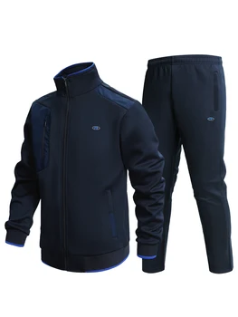 2pcs Sports Suit, Men's Classic Design Stand Collar Zip Up Jacket With Chest Pocket & Active Comfy Slightly Stretch Breathable P 4