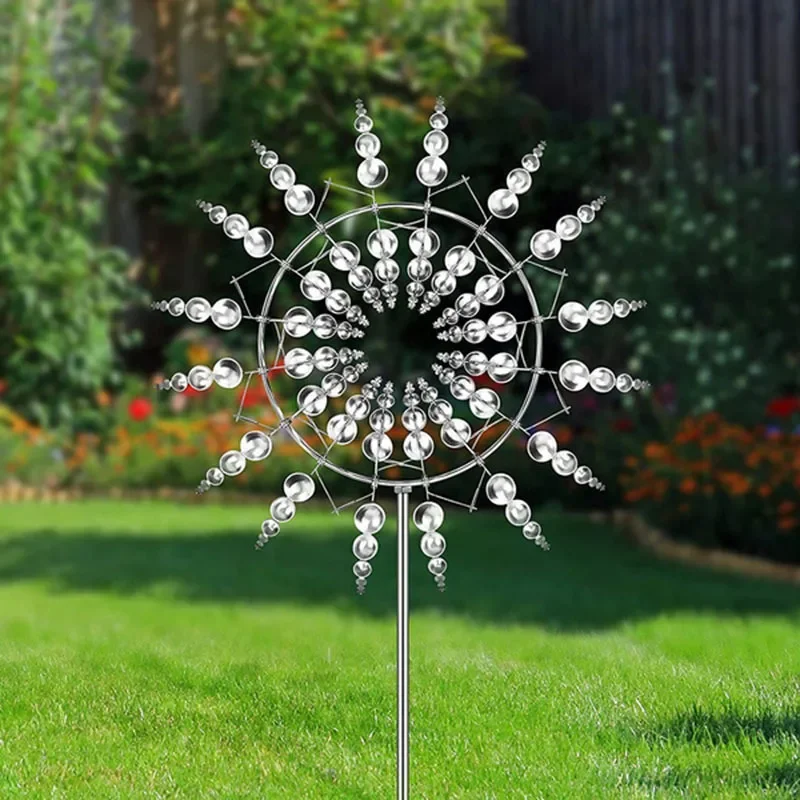 Garden Windmill Magical Kinetic Metal Windmill Spinner Wind Powered Catchers Garden Decoration