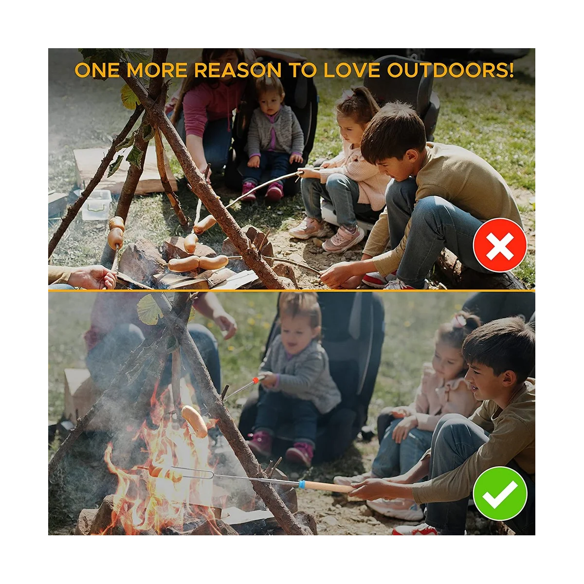 Marshmallow Roasting Sticks 8 Pack 32 Inches Extendable Telescoping Smores Skewers Fire Pit Meat bbq skewer set