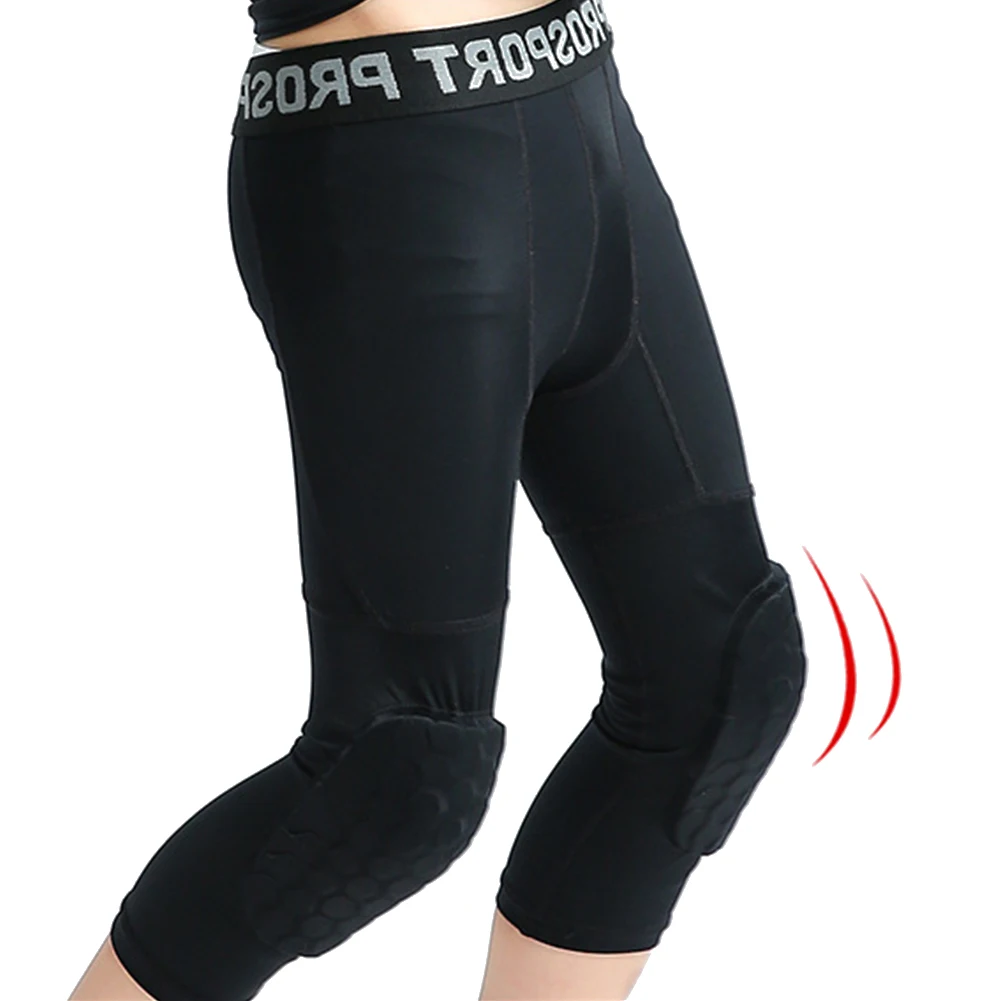 Kids Goalkeeper Soccer Training Pants Knee Pad Slim Skinny Football Shorts Knee Pads Shin Guard Children Sports Safety Trousers soccer pants