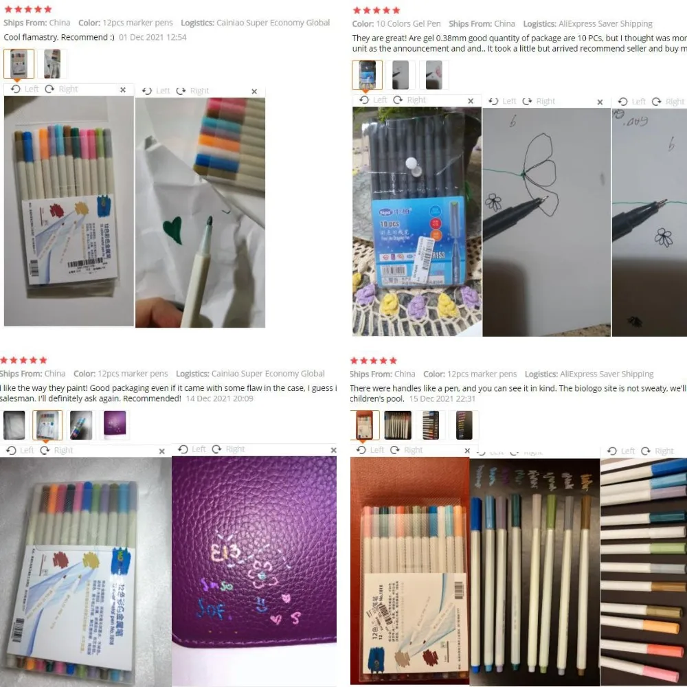 6-12Pcs/Box Drawing Painting Marker Pens Metallic Color Pens for Black Paper Art Supplies Marker Pen Stationery Material Escolar