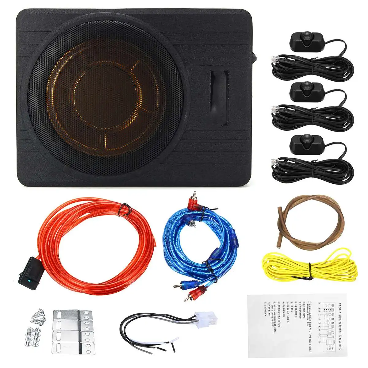12V 600W Car Subwoofer Car Audio 10 Inch Slim Under Seat Active Subwoofer Bass Amplifier Speaker Amplifier Subwoofers Woofer