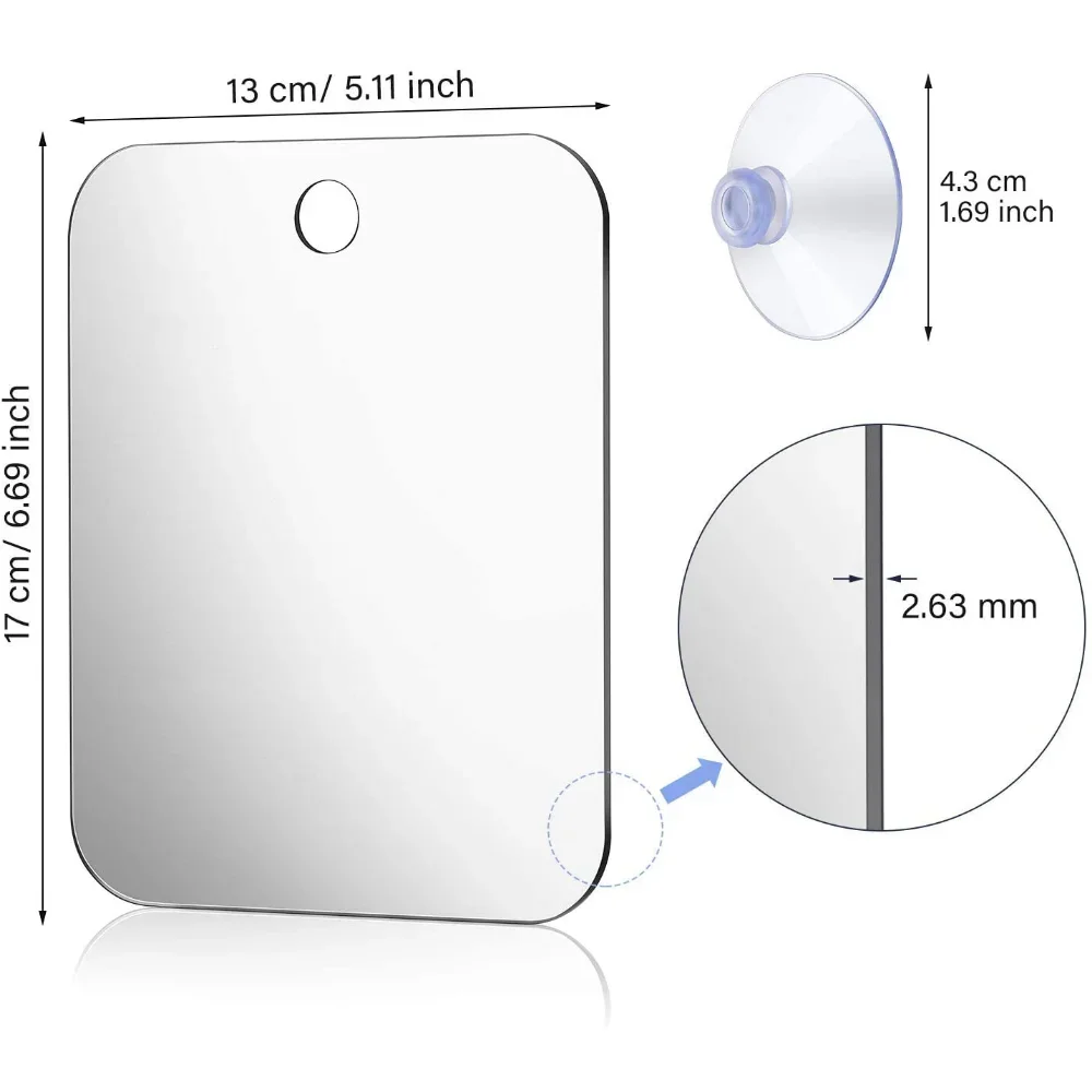 Makeup Mirror Hand Holding Mirror Acrylic Mirror With Wall Suction Shower Mirror for Man Shaving Women Makeup Portable Travel Bathroom Accessories