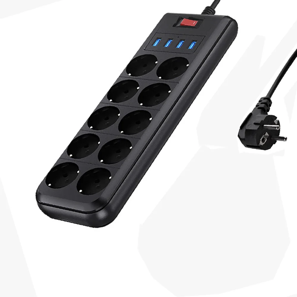 Melery-power Strip Tomada eu Tomada ac Porta de Carregamento Usb Cabo de Extensão 2m 10 Way Computador tv Smartphone Homekit Eletrodomésticos - Image 5