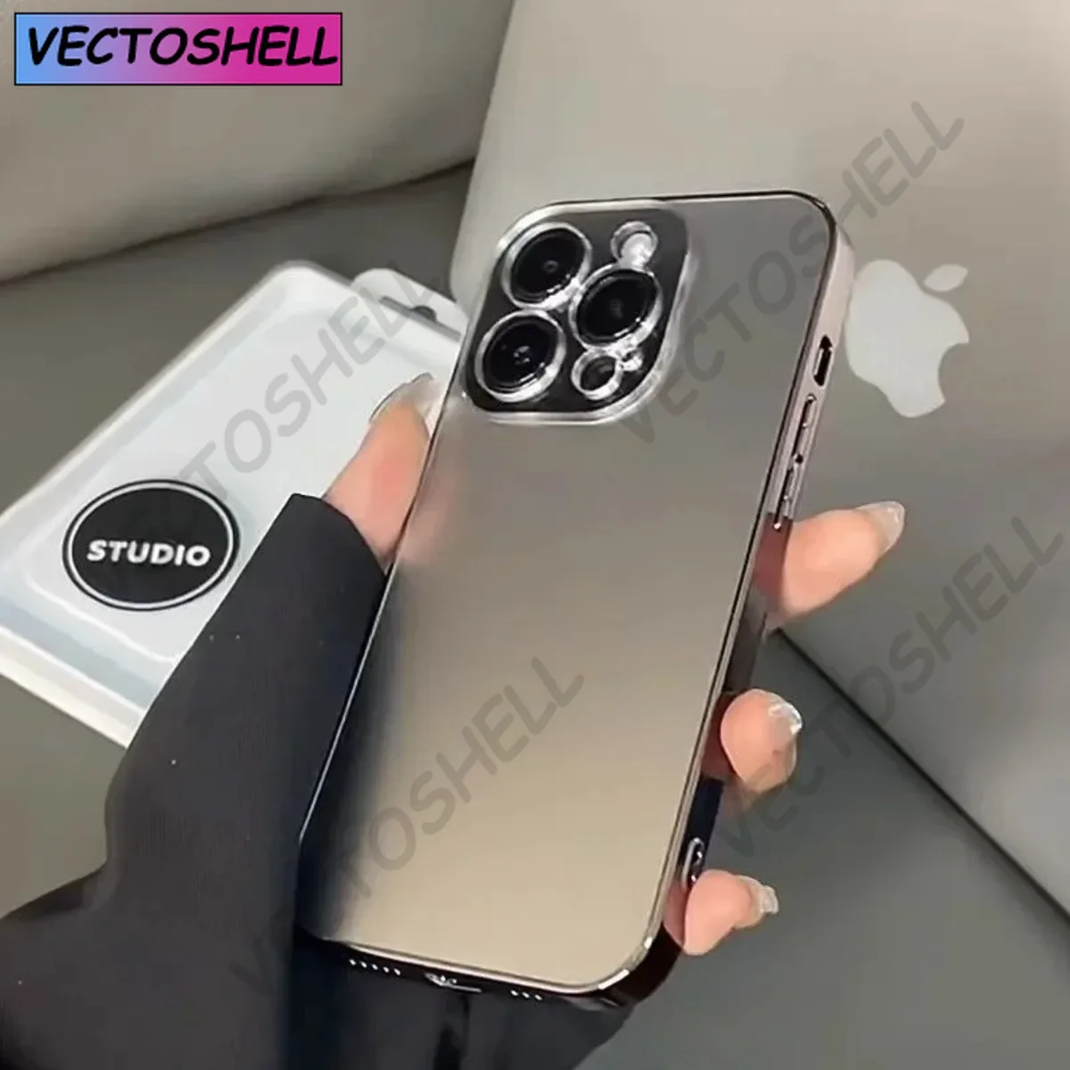 Slim Matte Plating Bumper Cover with Glass Lens Protector